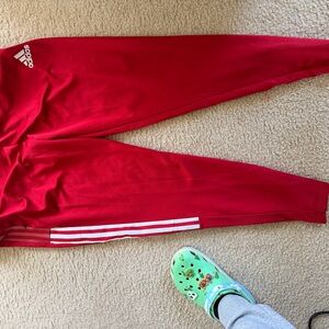 Adidas Red Joggers with White Accents